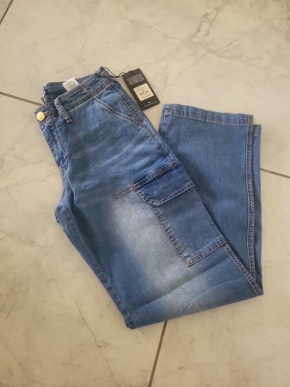 Women's True Religion Denim Cargo Straight Jeans Size 27